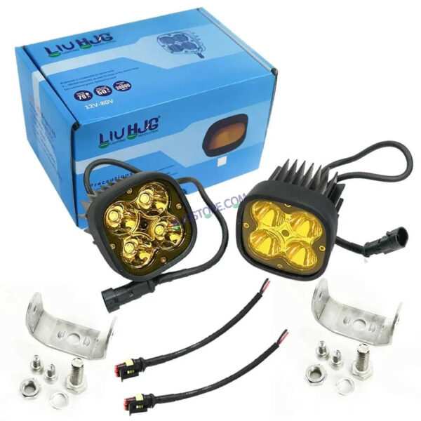 HJG Original 4 LED CREE 60W Fog Light Auxiliary Light For All Motorcycles With Yellow Filter Cap (2 Pcs) - Image 12