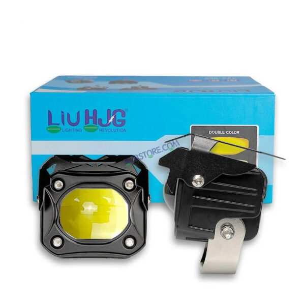 HJG Original Future Eyes 1 Foglight Mega Drive 60W Dual LED Dual Color Fog Light with Red DRL 60W Spot Foglight Ultra Wide Spot Light MEGA DRIVE For Bike/Car/Thar/Jeep/SUV/Universal (Red, Cool White, Yellow), Pack of 2 LIU HJG Future Eyes 1 Foglight
