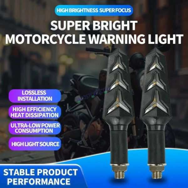 HJG Waterproof Flexible Arrow Running Style Blinker Bright LED Indicators Universal For All Bike Models Motorcycle Turn Signal Lights - Image 2