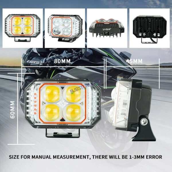 HJG New 4x4 Projector Lens 1pc Foglight with Red Blue Flash 4 LED Projector Fog Quad 4x4 Lens 40W with Red DRL Foglight Ultra Wide Dual Intensity LED Fog Lights White/Yellow/Red Blue Flash (40W) Universal For All Cars & Bikes LIU HJG Projector 4x4 Fog - Image 3