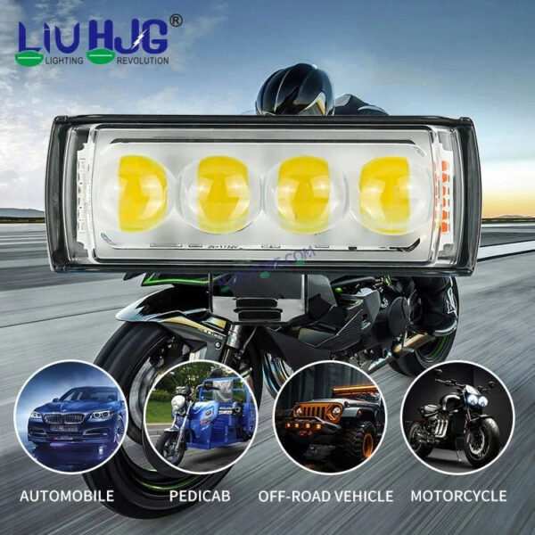 HJG 4 LED Light Bar with Red Blue Flash Strobe Fog Light for Bikes and Cars High Power, Heavy clamp and Strong aluminum. (4 LED Fog Light Bar Single) White/Yellow, Red Blue Strobe Flash, Pack of 1 - Image 4