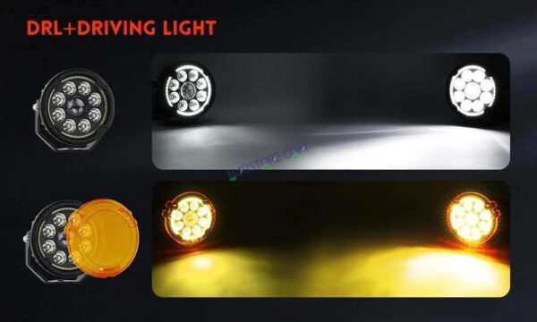 HJG New 9 LED 180W Round CREE Foglight Foglamp with Yellow Cover 180W 9 LED HJG 180W 9 LED Car Accessories Led Headlights Lights Led Fog Lights For Motorcycle Car SUV Lights, Set of 2 with Wiring Harness Kit HJG 9 LED Round 180W - Image 5