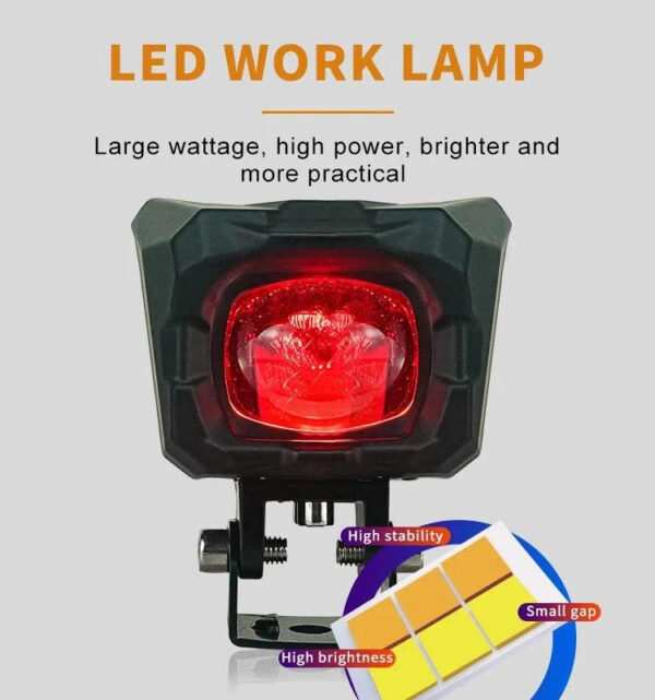 HJG New Model 150W Foglight Projector Lens with Devil Red DRL Future Eyes 150W MEGA DRIVE Fog Light For Bike/Car/Thar/Jeep ( Cool White, 75W each * 2 = 150W Total ) - Pack of 2 - Image 5