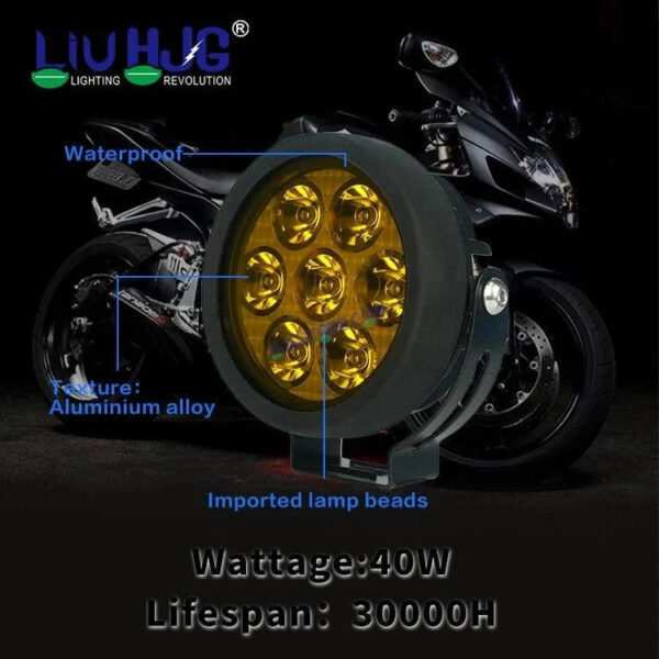 HJG New 7 LED 140W Foglight Foglamp with Yellow Cover 140W 7 LED HJG 140W 7 LED Car Accessories Led Headlights Lights Led Fog Lights For Motorcycle Lights, Set of 2 with Dimmer Controller Wiring Harness Kit, Brightness Controller Wiring - Image 7