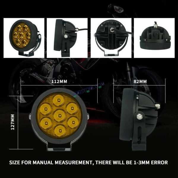 HJG New 7 LED 140W Foglight Foglamp with Yellow Cover 140W 7 LED HJG 140W 7 LED Car Accessories Led Headlights Lights Led Fog Lights For Motorcycle Lights, Set of 2 with Dimmer Controller Wiring Harness Kit, Brightness Controller Wiring - Image 6