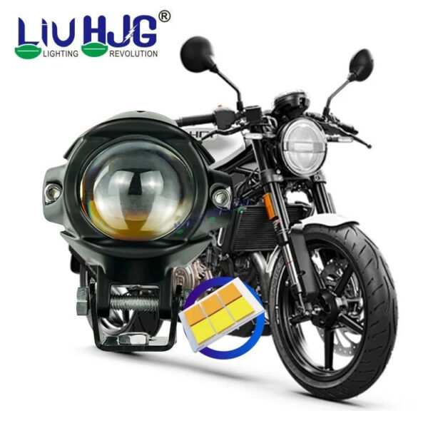 HJG New Model Alien Projector LED Fog Light Dual Shot 80W Fog Light For Bike/Car/Thar/Jeep ( Cool White/Yellow with Red DRL, 40W each * 2 = 80W Total ) - Pack of 2 - Image 3