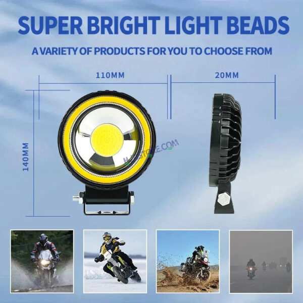 HJG Single LED New Model Round Fog Light 60W LIU HJG Round Fog Light with Red DRL For Universal For Bike Universal For Car (Set of 2) 60W HJG Round Foglight with Red DRL, Flash Mode - Image 7