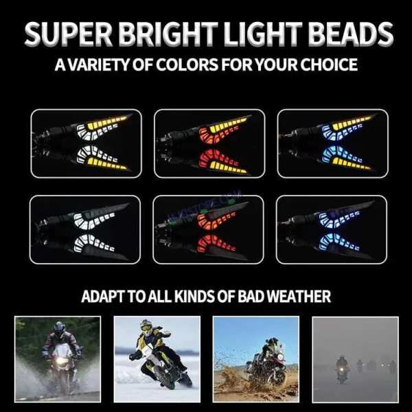 HJG Bike TRex Indicator Waterproof Flexible Blinker Bright LED Indicators Universal For All Bike Models Motorcycle Turn Signal Lights HJG Indicator with DRL TRex Indicator - Image 3