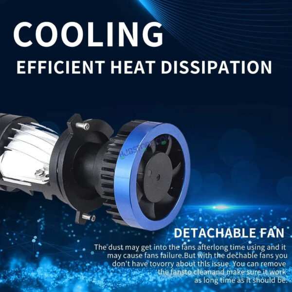 HJG Y6 New Model 110W Projector Lens H4 LED Bulb 110W HJG Y6 Projector Light Lamp H4 LED Mini Projector Lens with Fan for Car SUV Bulb 14000LM Conversion Kit Hi/Lo Beam Headlight 12V/24V for Car SUV, Set of 2, White Hi/Lo - Image 11