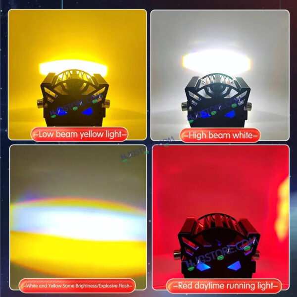 HJG New Model Backlight DRL Laser Lens Drive Devil with Red DRL Backlight DRL Mini Drive Light Red Devil Eye Light Multiple Connecting Red Yellow White Color HJG Laser Drive Backlight Devil, Red DRL, White, Yellow, Backlight DRL, Pack of 2 New Model HJG - Image 3