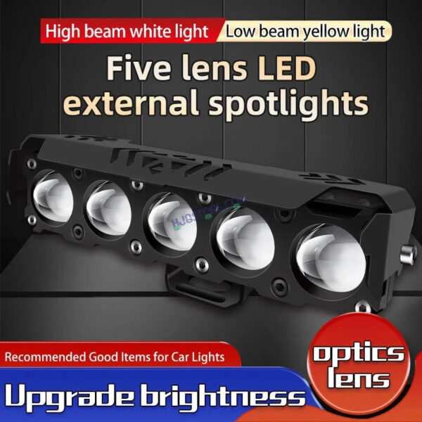 HJG Future Eyes 5 Lens HJG 5 Lens Without Fan NEW MEGA DRIVE Fog Light For Bike/Car/Thar/Jeep ( Cool White/Yellow/Warm White/Flash/Red DRL ) - Pack of 2 Future Eyes 5 Lens with Red DRL HJG - Image 3
