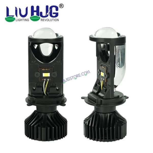 HJG Y6 Projector Lens H4 LED Bulb 50W HJG Y6 Projector Light Lamp H4 LED Mini Projector Lens with Fan for Bike Bulb 7000LM Conversion Kit Hi/Lo Beam Headlight 12V/24V for Motorcycle, Set of 1, White Hi/Lo - Image 5