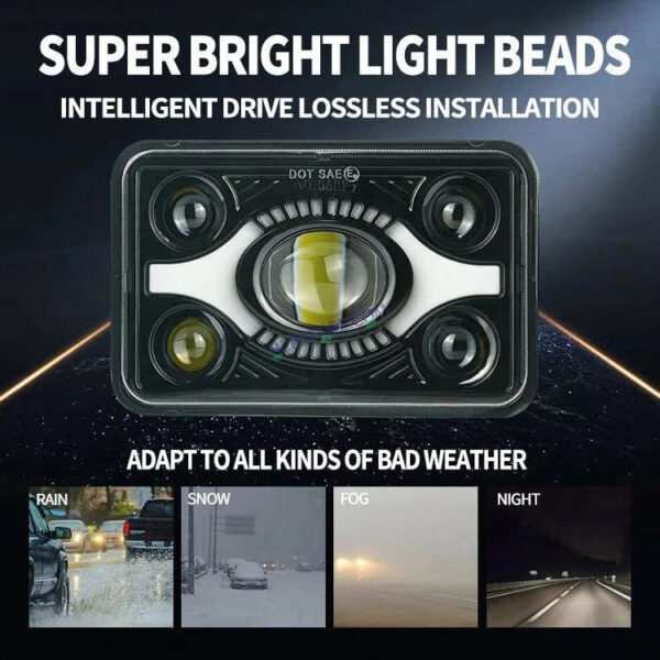 HJG DOT Approved High Beam LED Headlamp High Brightness 4x6 Inch Rectangular LED Headlight 231214 HJG - Image 5