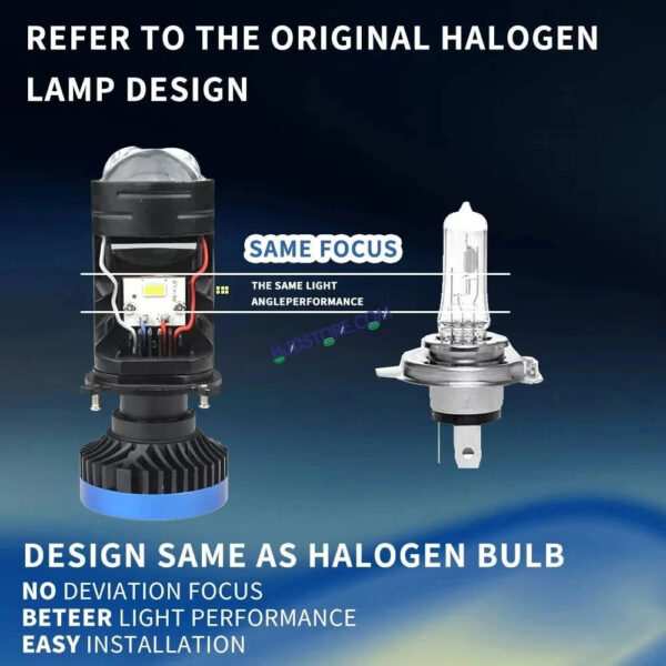 HJG Y6 New Model 250W Projector Lens H4 LED Bulb 250W HJG Y6 Projector Light Lamp H4 LED Mini Projector Lens with Fan for Car Bulb 25000LM Conversion Kit Hi/Lo Beam Headlight 12V/24V for Car SUV, Set of 2, White Hi/Lo LIU HJG Y6 H4 250W, Pack of 2 - Image 13