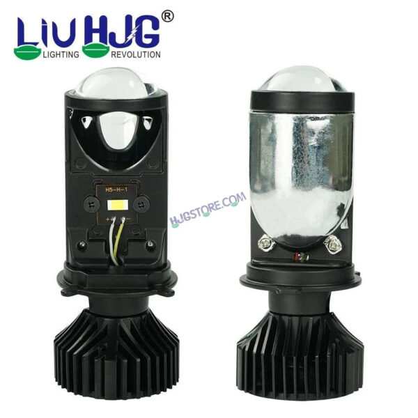 HJG Y6 Projector Lens Set of 2 H4 LED Bulb 100W Car HJG Y6 Projector Light Lamp H4 LED Mini Projector Lens with Fan for Bike Bulb 7000LM Conversion Kit Hi/Lo Beam Headlight 12V/24V for Motorcycle, Set of 2, Car, White Hi/Lo - Image 2
