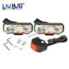 HJG 4 LED Light Bar 2pc with Red Blue Flash Strobe Fog Light for Bikes and Cars High Power, Heavy clamp and Strong aluminum. (4 LED Fog Light Bar Single) White/Yellow, Red Blue Strobe Flash, Pack of 2