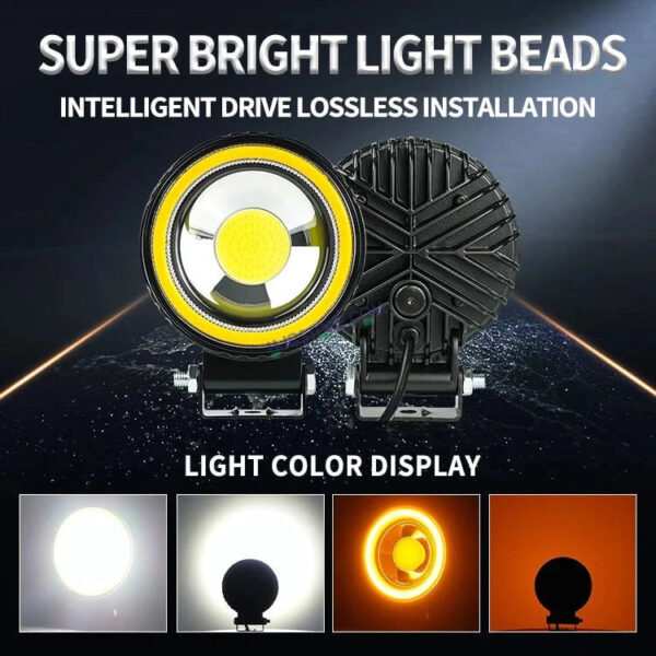 HJG Single LED New Model Round Fog Light 60W LIU HJG Round Fog Light with Red DRL For Universal For Bike Universal For Car (Set of 2) 60W HJG Round Foglight with Red DRL, Flash Mode - Image 6