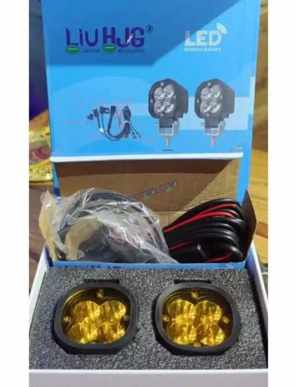 Original HJG 4x4 Mini CREE LED 40W Mini CREE Fog Light Auxiliary Light For All Motorcycles With Wiring Harness, Switch & Yellow Filter Cap - Image 2