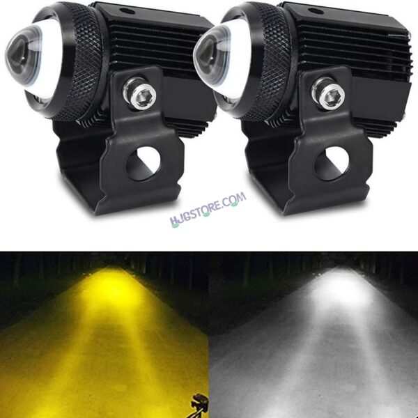 Original HJG Mini Drive LED Fog Light Bulb Lamp For Cars and Motorcycles Dual Color (White & Yellow) With Cooling Fan 2Pcs - Image 3