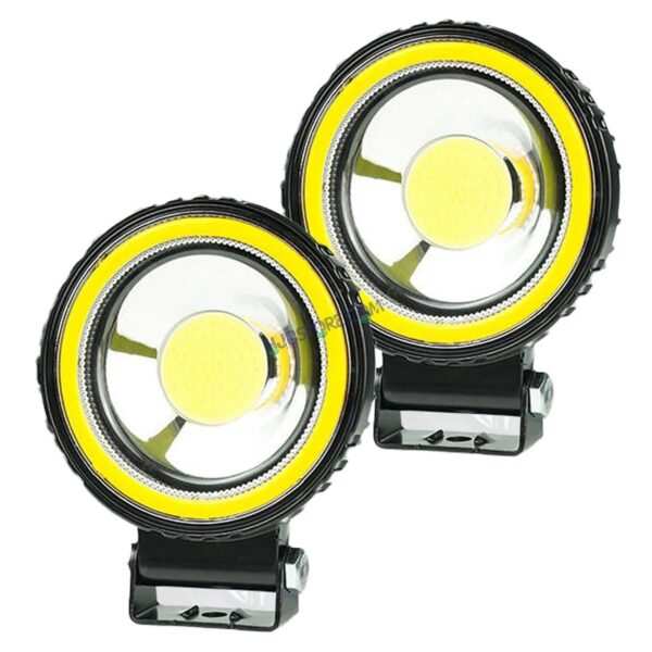 HJG Single LED New Model Round Fog Light 60W LIU HJG Round Fog Light with Red DRL For Universal For Bike Universal For Car (Set of 2) 60W HJG Round Foglight with Red DRL, Flash Mode