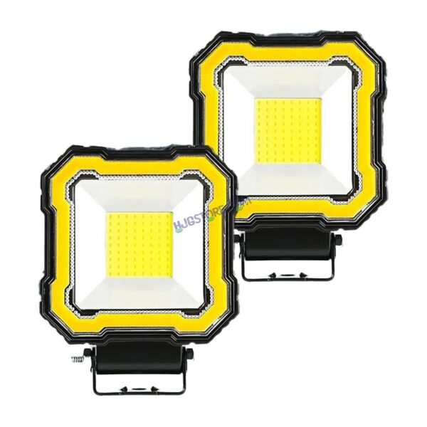 HJG Single LED New Model Square Fog Light 60W LIU HJG Square Fog Light with Red DRL For Universal For Bike Universal For Car (Set of 2) 60W HJG Square Foglight with Red DRL, Flash Mode