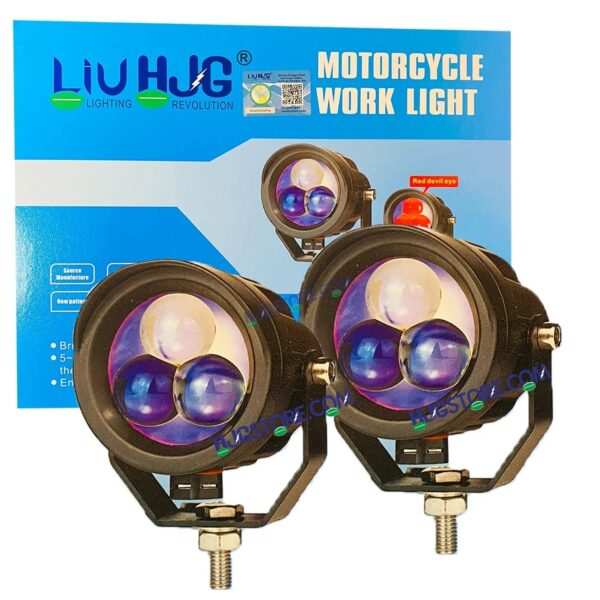 HJG 3 LED Projector Fog Triple Lens 120W Foglight New Model with Power Adaptor Foglight Ultra Wide Dual Intensity LED Driving Fog Lights White/Yellow (2*60W = 120W Total) Universal For All Cars & Bikes HJG New 3 LED Projector Devil HJG 126 Fog - Image 4