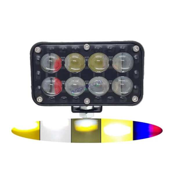HJG 8 LED Red Blue Foglight with 5 Modes and Red Blue Flash DRL 8 LED Foglight Light Red Blue Flashing Light Multiple Connecting White, Yellow, White + Yellow, Flash, Red Blue Flash HJG