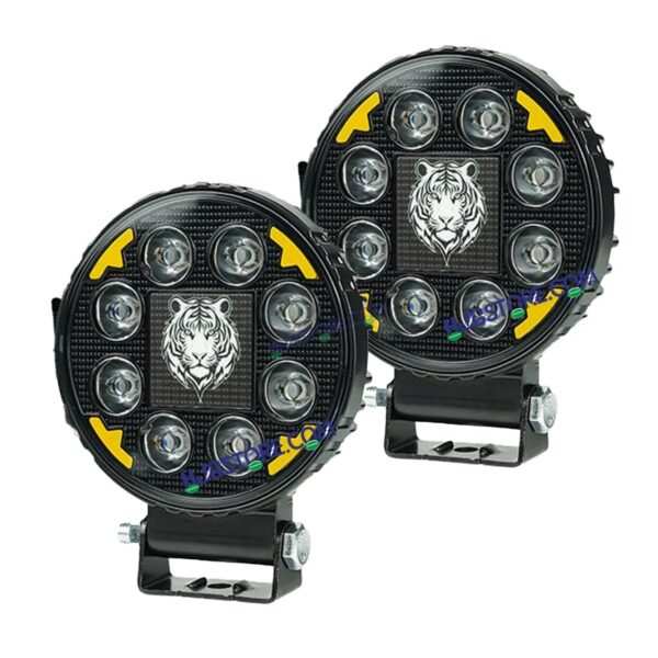 HJG 8 LED Tiger Round New Model Fog Light 60W LIU HJG Round Tiger Fog Light with DRL For Universal For Bike Universal For Car (Set of 2) 60W HJG