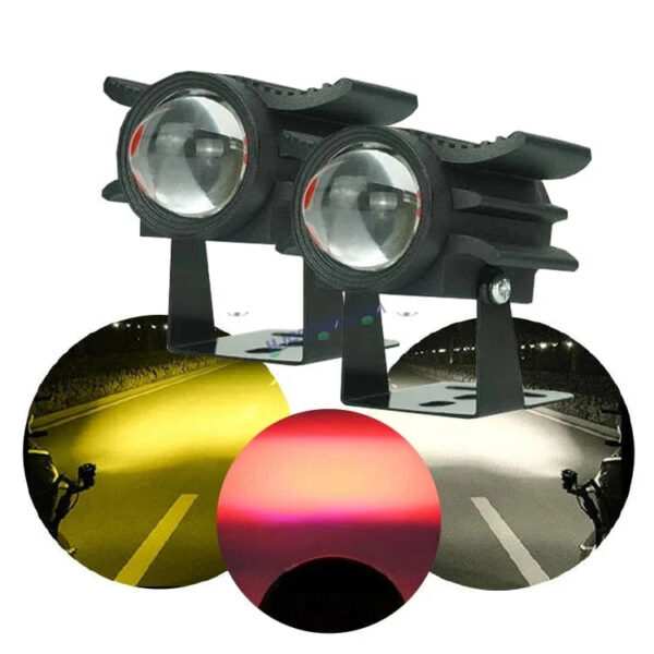 HJG Devil Fly Foglight 80W with Red DRL Mini Fly Foglight Light Red Devil Eye Light Multiple Connecting Red Yellow White Color HJG Mini Devil Fly Foglight, Pack of 2 New Model HJG