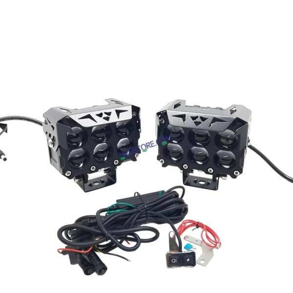 HJG Future Eyes 6 Box Fog 180W with Wiring Kit Future Eyes 6x6 Foglight with Wiring Kit MEGA DRIVE Fog Light For Bike/Car/Thar/Jeep ( Cool White, 90W each * 2 = 180W Total ) - Pack of 2 LIU HJG 180W 6x6 Fog Light with Wiring Harness Kit Combo
