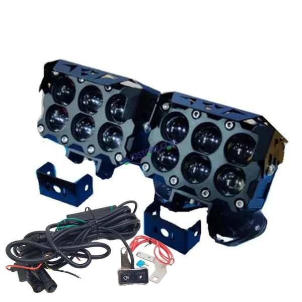 HJG Future Eyes 6 Box Fog 180W with Wiring Kit Future Eyes 6x6 Foglight with Wiring Kit MEGA DRIVE Fog Light For Bike/Car/Thar/Jeep ( Cool White, 90W each * 2 = 180W Total ) - Pack of 2 LIU HJG 180W 6x6 Fog Light with Wiring Harness Kit Combo - Image 3