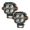 HJG Hazard Series Foglight Quad 4x4 Lens 120W New Model with Red Orange Hazard DRL Foglight Ultra Wide Dual Intensity LED Fog Lights White/Yellow (2*60W= 120W Total) Universal For All Cars & Bikes LIU HJG Hazard S65 4x4 Lens Projector Fog Red Amber DRL