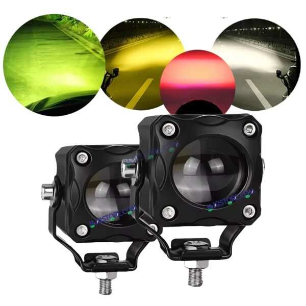 HJG Lemon Green Tri Color Foglight HJG Lime Green Mini Drive V6 Version 6 1 Lens Mini Drive Light Red Devil Eye Light, Lemon Green Light, White, Yellow Multiple Connecting Red Yellow White Color With Canbus Wiring HJG Lemon Green Tri Color Fog light - Image 2