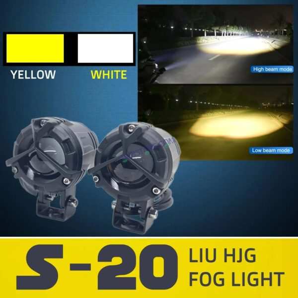 LIUHJG LIU HJG Mercedes Y Lens Foglight with Dimmer Controller Wiring Harness Kit Ultra Wide Dual Intensity LED Driving Fog Lights White/Yellow (2*45W = 90W Total) Universal For All Cars & Bikes with Brightness Controller Switch - Image 5