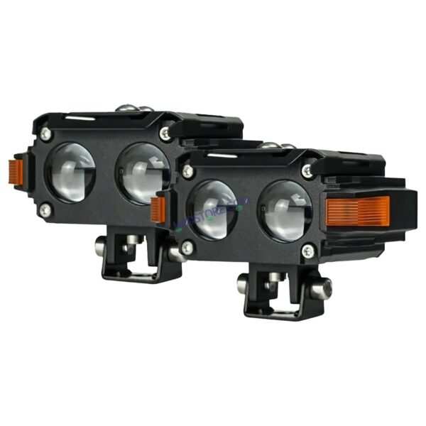 HJG Hazard 2 Lens Foglight with Wiring Kit Combo Double 2 Lens 80W with Hazard DRL Foglight Ultra Wide Dual Intensity LED Fog Lights White/Yellow (2*40W = 80W Total) Universal For All Cars & Bikes LIU HJG Hazard S60 2 Lens Projector Fog with Wiring Kit - Image 2