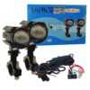 HJG Remote Mini Drive Lens Foglight with Remote Wiring Harness Kit Ultra Wide Dual Intensity LED Driving Fog Lights White/Yellow Universal For All Cars & Bikes With Wiring Harness Kit