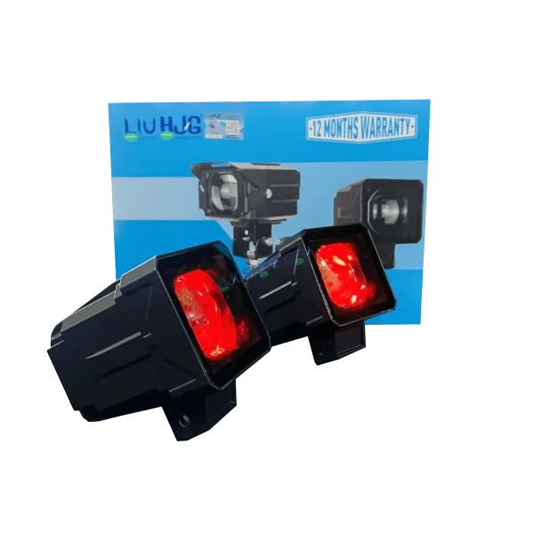 HJG Original 200W Camera Lens Fog LED Square Laser HJG Fog Light with Red Devil Lens 200W Red/White (Low and High Beam) MEGA DRIVE Fog Light For Bike/Car/Thar/Jeep ( Cool White ) - Pack of 2 - Image 3
