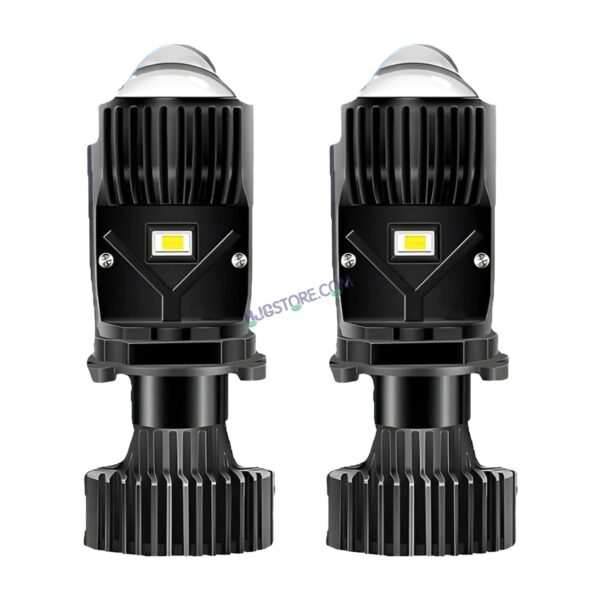 HJG H4 Dual Y6 Condenser RTD Lens Dual Projector Lens Projector Lens LED Headlight Bulb for car | Hi/Lo Beam Headlight 12V-80V | 100W | 5000LM | 3 Pin Projector h4 Headlight with Fan | (Pack of 2)