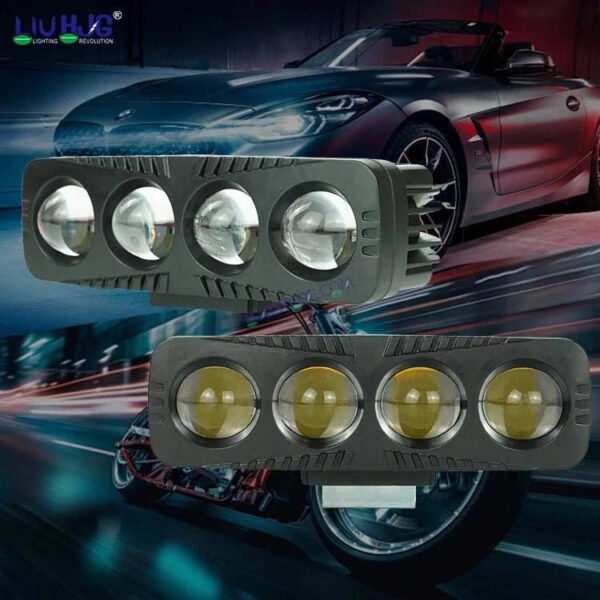 HJG 4 Lens CREE LED Foglight with Red DRL Rectangle 12v Modular Offroad Led Pods Laser Rgb Led Work Light, Set of 2 HJG Foglight