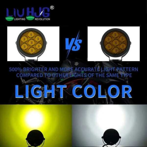 HJG New 7 LED 140W Foglight Foglamp with Yellow Cover 140W 7 LED HJG 140W 7 LED Car Accessories Led Headlights Lights Led Fog Lights For Motorcycle Lights, Set of 2 with Dimmer Controller Wiring Harness Kit, Brightness Controller Wiring - Image 4