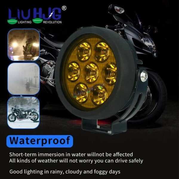 HJG New 7 LED 140W Foglight Foglamp with Yellow Cover 140W 7 LED HJG 140W 7 LED Car Accessories Led Headlights Lights Led Fog Lights For Motorcycle Lights, Set of 2 with Dimmer Controller Wiring Harness Kit, Brightness Controller Wiring - Image 3