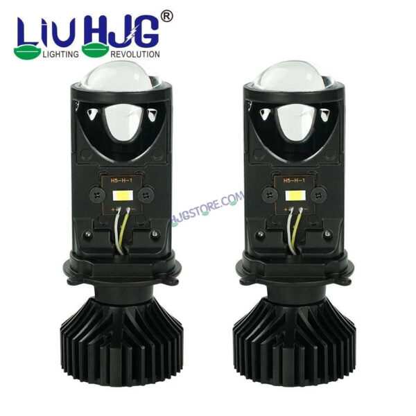 HJG Y6 Projector Lens H4 LED Bulb 50W HJG Y6 Projector Light Lamp H4 LED Mini Projector Lens with Fan for Bike Bulb 7000LM Conversion Kit Hi/Lo Beam Headlight 12V/24V for Motorcycle, Set of 1, White Hi/Lo - Image 3
