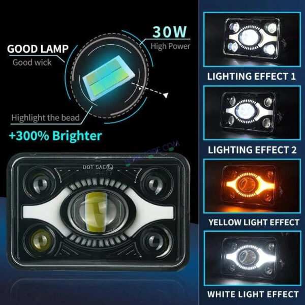 HJG DOT Approved High Beam LED Headlamp High Brightness 4x6 Inch Rectangular LED Headlight 231214 HJG - Image 3