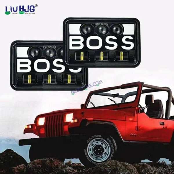 HJG Boss Headlight Assembly Square 12v 45w 4x6" 5x7" Inch Led Headlights For Jeep, Splendor 231224 - Image 2
