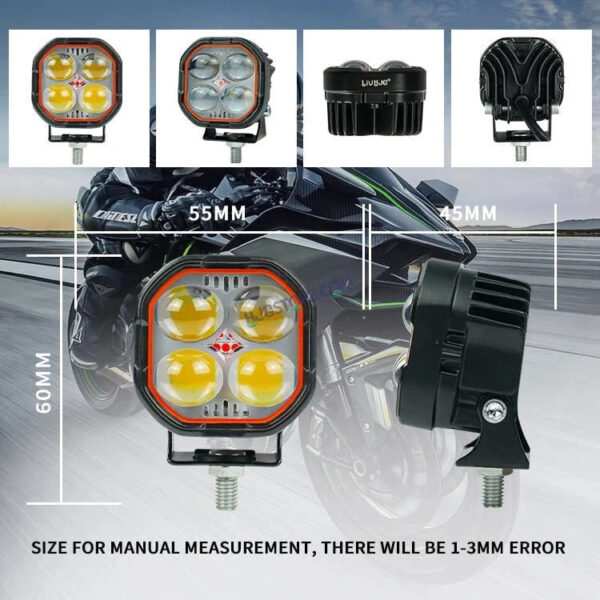 HJG New 4x4 Projector Lens Foglight 4 LED Projector Fog Quad 4x4 Lens 40W with Red DRL Foglight Ultra Wide Dual Intensity LED Fog Lights White/Yellow/Red DRL Projector (40W) Universal For All Cars & Bikes LIU HJG Projector 4x4 Lens Projector Fog Light - Image 6