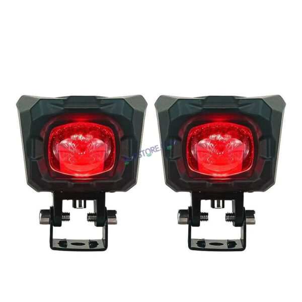HJG New Model 150W Foglight Projector Lens with Devil Red DRL Future Eyes 150W MEGA DRIVE Fog Light For Bike/Car/Thar/Jeep ( Cool White, 75W each * 2 = 150W Total ) - Pack of 2