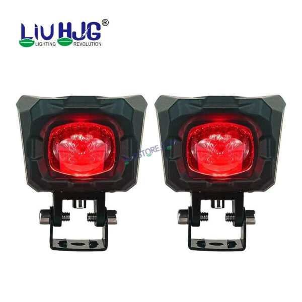 HJG New Model 150W Foglight Projector Lens with Devil Red DRL Future Eyes 150W MEGA DRIVE Fog Light For Bike/Car/Thar/Jeep ( Cool White, 75W each * 2 = 150W Total ) - Pack of 2 - Image 2