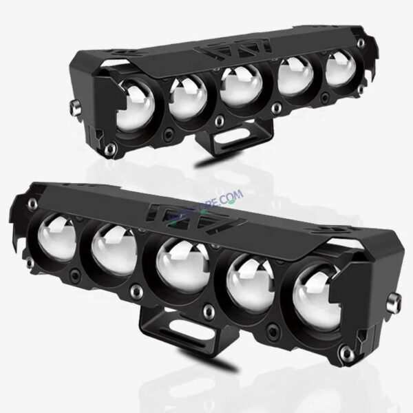 HJG Future Eyes 5 Lens HJG 5 Lens Without Fan NEW MEGA DRIVE Fog Light For Bike/Car/Thar/Jeep ( Cool White/Yellow/Warm White/Flash/Red DRL ) - Pack of 2 Future Eyes 5 Lens with Red DRL HJG