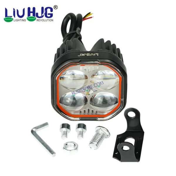 HJG New 4x4 Projector Lens Foglight 4 LED Projector Fog Quad 4x4 Lens 40W with Red DRL Foglight Ultra Wide Dual Intensity LED Fog Lights White/Yellow/Red DRL Projector (40W) Universal For All Cars & Bikes LIU HJG Projector 4x4 Lens Projector Fog Light - Image 2