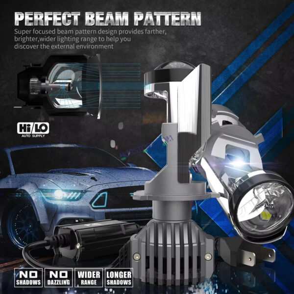 HJG Y6 New Model 110W Projector Lens H4 LED Bulb 110W HJG Y6 Projector Light Lamp H4 LED Mini Projector Lens with Fan for Car SUV Bulb 14000LM Conversion Kit Hi/Lo Beam Headlight 12V/24V for Car SUV, Set of 2, White Hi/Lo - Image 14